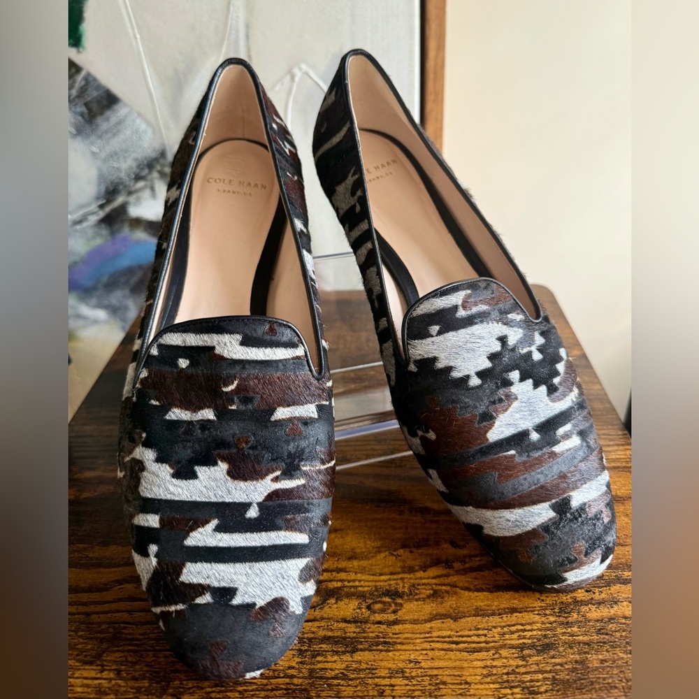 Cole Haan Women's Patterned Calf Hair Loafers in Black, Brown, and Gray